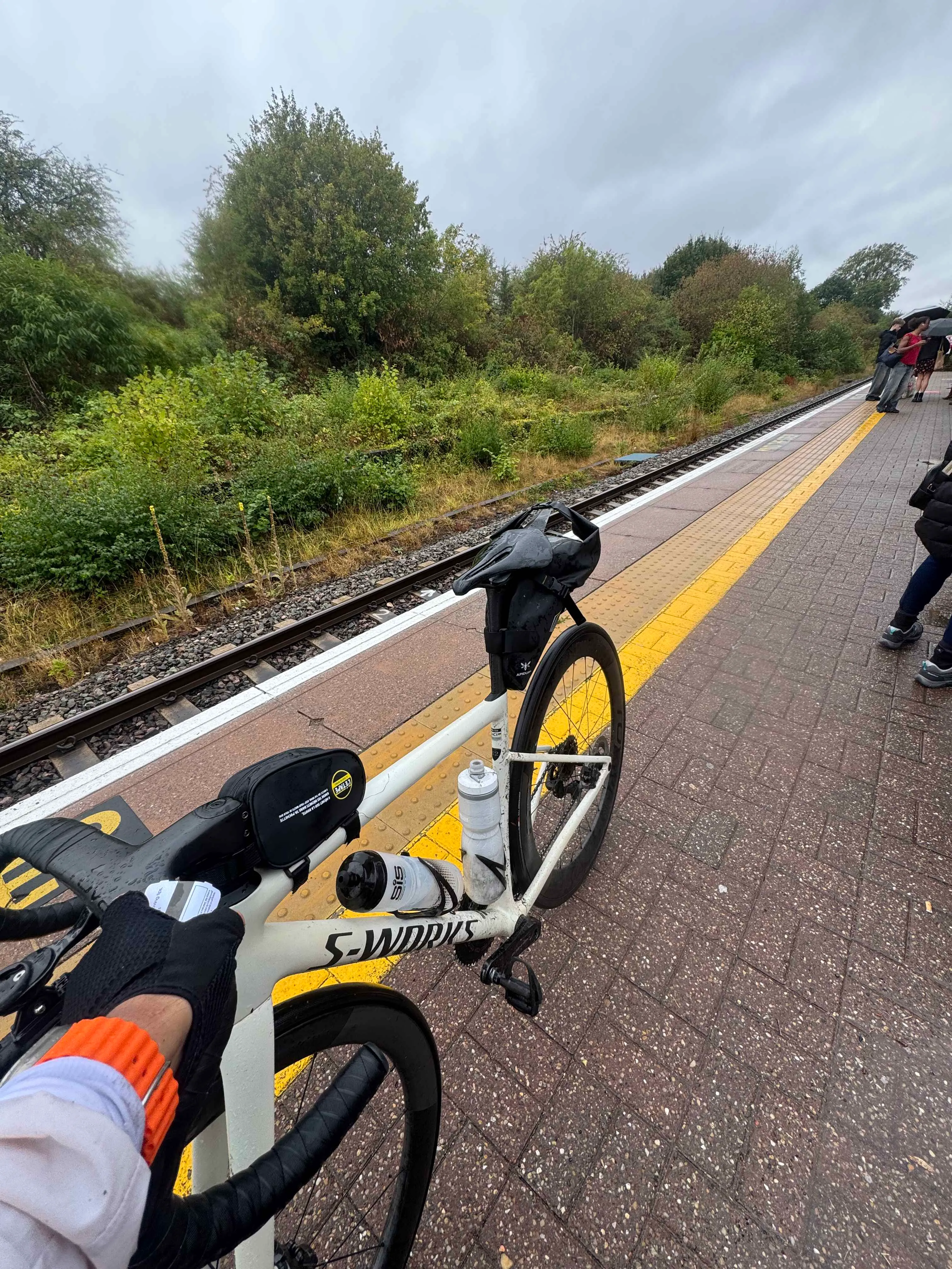 Punctured front, soaked in mud, dragged the bike to Hanborough and hopped on the train.