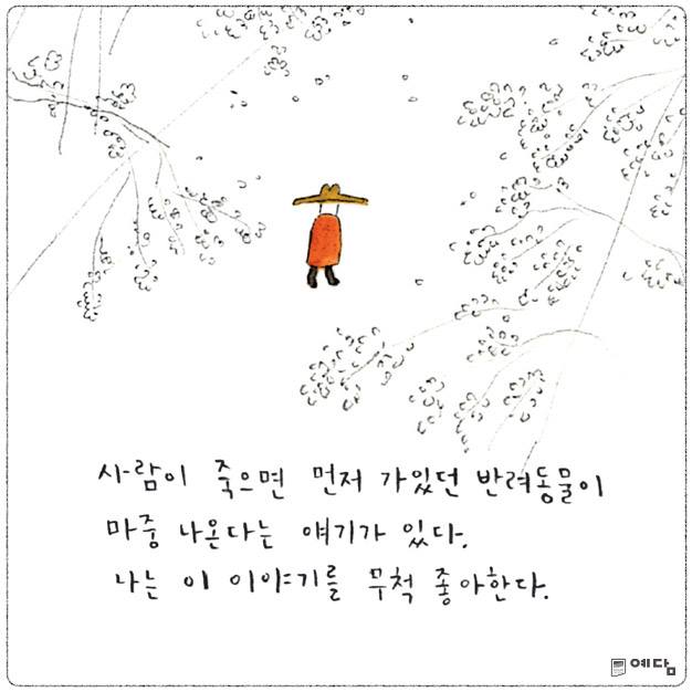 사람이 죽으면 먼저 가있던, 반려동물이 마중 나온다는 얘기가 있다. 나는 이 이야기를 무척 좋아한다.